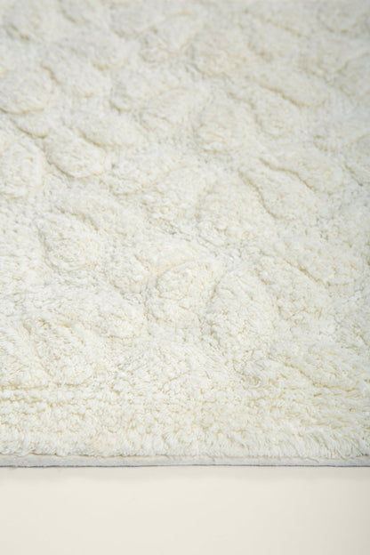 Tapete de Algodão Soft com Flores em Alto Relevo Creme 50x80 - Clocasa | Além do Conforto