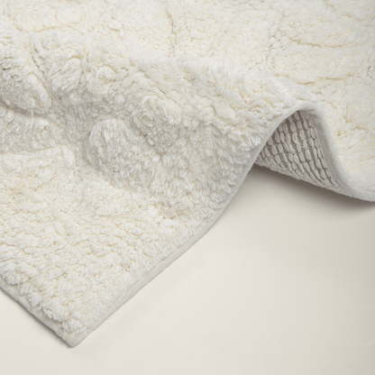 Tapete de Algodão Soft com Flores em Alto Relevo Creme 50x80 - Clocasa | Além do Conforto
