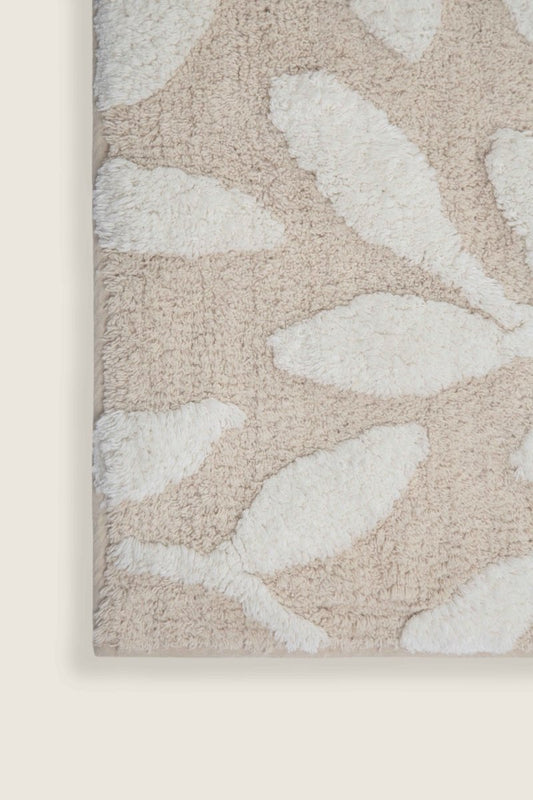 Tapete de Algodão Soft com Folhagem Neutra 50x80 - Clocasa | Além do Conforto
