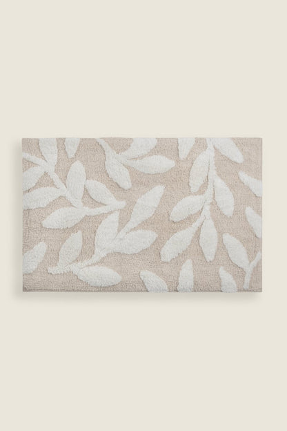 Tapete de Algodão Soft com Folhagem Neutra 50x80 - Clocasa | Além do Conforto