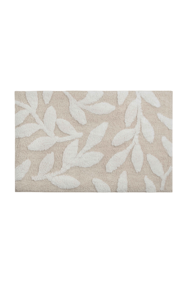 Tapete de Algodão Soft com Folhagem Neutra 50x80 - Clocasa | Além do Conforto