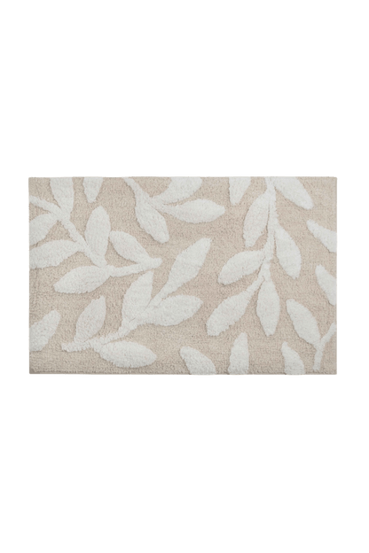 Tapete de Algodão Soft com Folhagem Neutra 50x80 - Clocasa | Além do Conforto