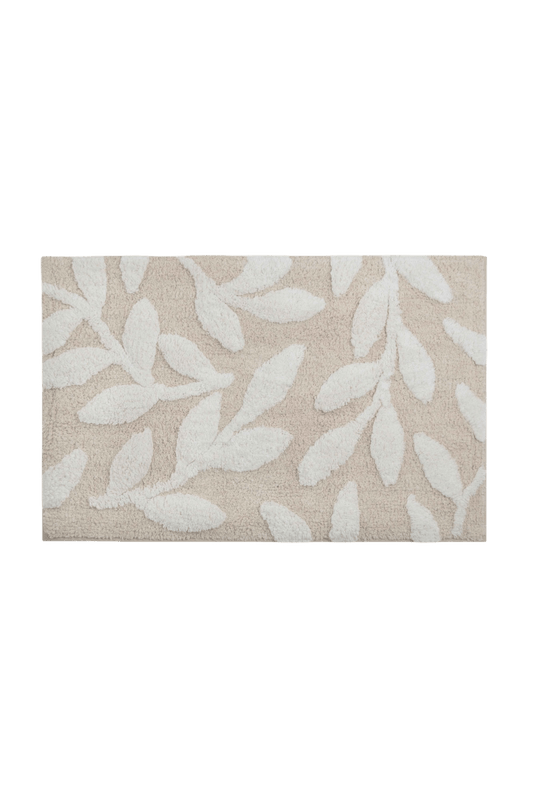 Tapete de Algodão Soft com Folhagem Neutra 50x80 - Clocasa | Além do Conforto