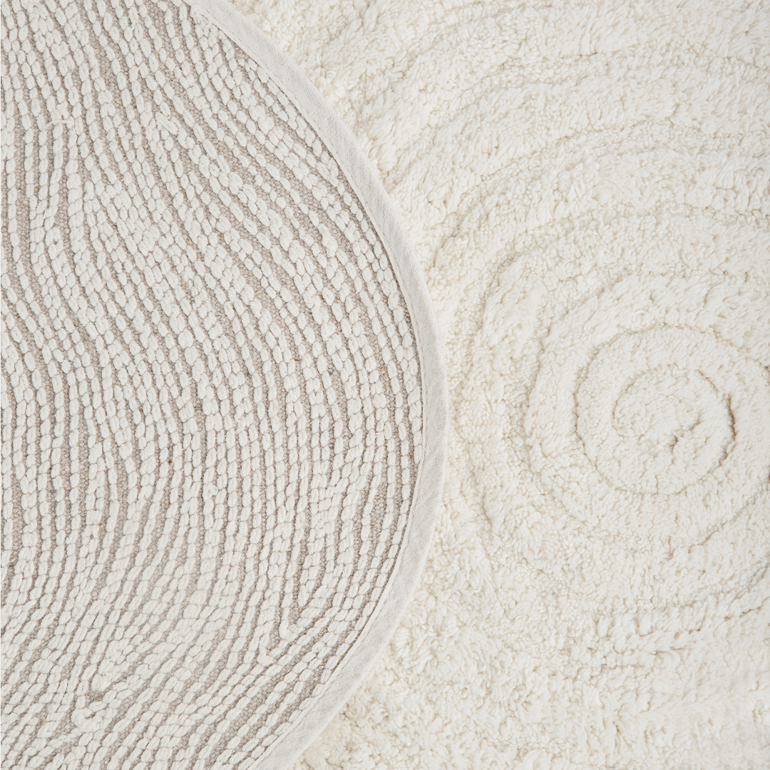 Tapete de Algodão Soft com Ondas em Espiral Orgânico 50x80 - Clocasa | Além do Conforto