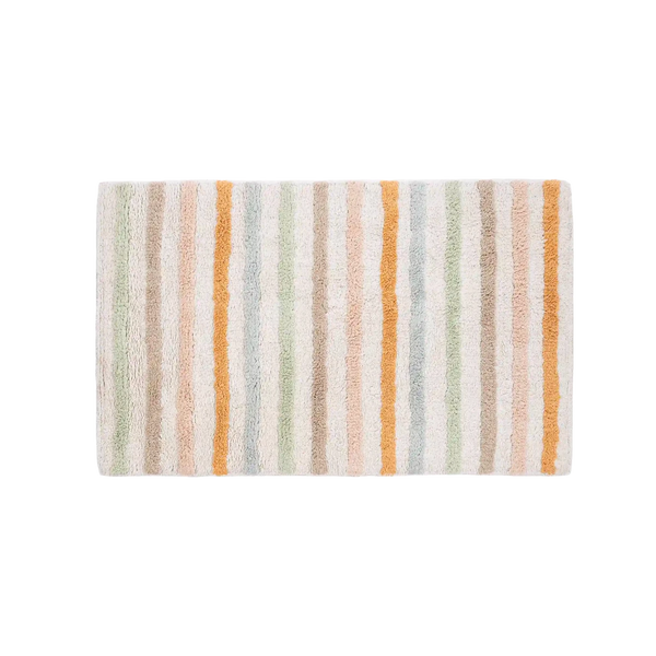 Tapete infantil decorativo super macio no tamanho 50x80 cm confeccionado em algodão natural sustentável de alta resistência com base de proteção antiderrapante para maior segurança, uma escolha estratégica e sofisticada para transformar a atmosfera do ambiente com suavidade.
