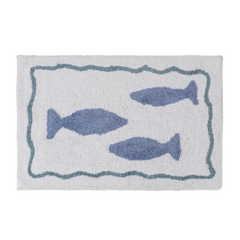 Tapete Peixe Azul Relevo 50X80 Branco - Clocasa | Além do Conforto