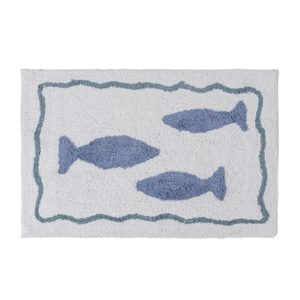 Tapete Peixe Azul Relevo 50X80 Branco - Clocasa | Além do Conforto