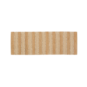 Tapete Trançado em Listras de Tom Natural e Lã em Juta 60x180 - Clocasa | Além do Conforto