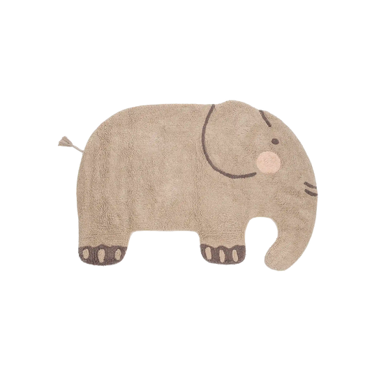 Tapete Infantil Elefante De Algodão Cinza 80x100