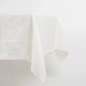 Toalha de Mesa com Bordado Xadrez Branco 150X250 - Clocasa | Além do Conforto