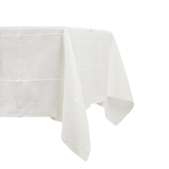 Toalha de Mesa com Bordado Xadrez Branco 150X250 - Clocasa | Além do Conforto