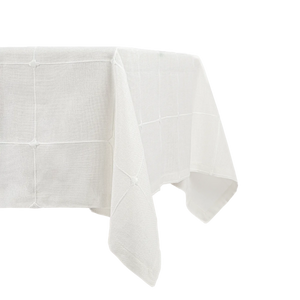 Toalha de Mesa com Bordado Xadrez Branco 150X250 - Clocasa | Além do Conforto
