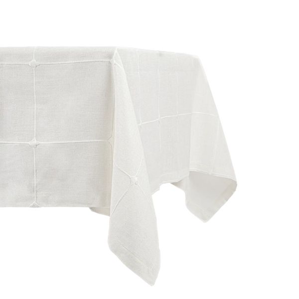 Toalha de Mesa com Bordado Xadrez Branco 150X250 - Clocasa | Além do Conforto