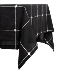 Toalha de Mesa com Bordado Xadrez Preto 140X180 - Clocasa | Além do Conforto