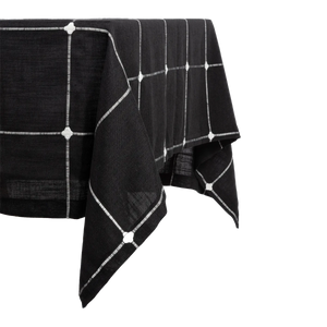 Toalha de Mesa com Bordado Xadrez Preto 140X180 - Clocasa | Além do Conforto