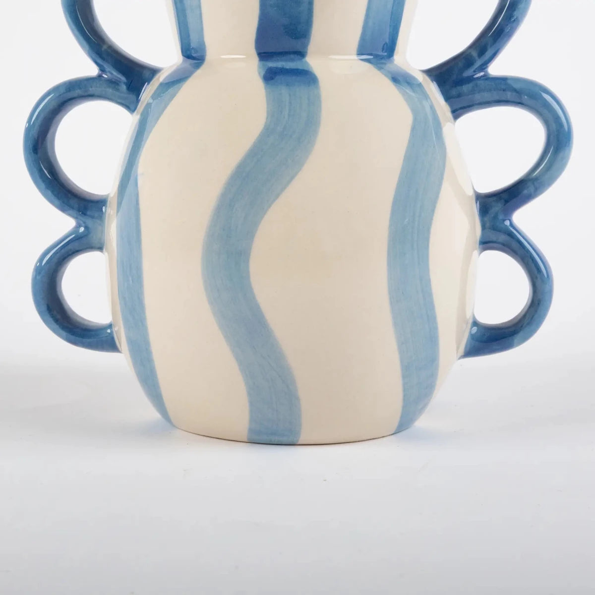 Vaso de Cerâmica Listrado Alças Azul - Clocasa | Além do Conforto