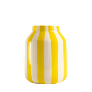 Vaso de Cerâmica Listrado Amarelo - Clocasa | Além do Conforto