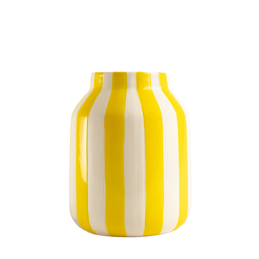 Vaso de Cerâmica Listrado Amarelo - Clocasa | Além do Conforto