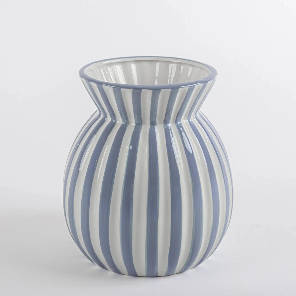 Vaso de Cerâmica Listrado Azul - Clocasa | Além do Conforto