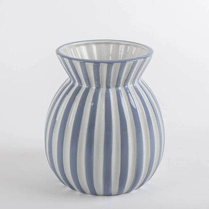 Vaso de Cerâmica Listrado Azul - Clocasa | Além do Conforto