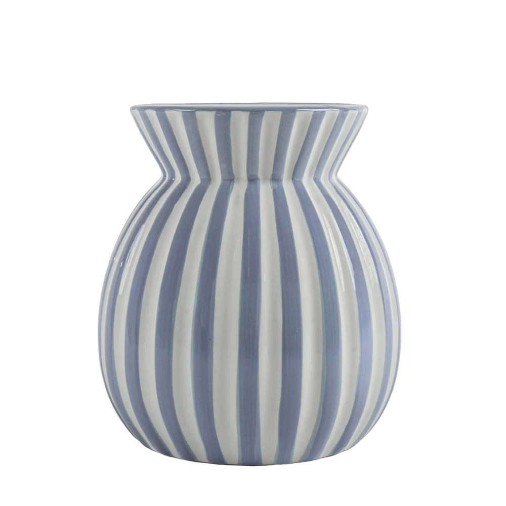 Vaso de Cerâmica Listrado Azul - Clocasa | Além do Conforto