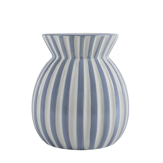 Vaso de Cerâmica Listrado Azul - Clocasa | Além do Conforto