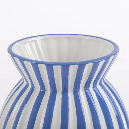 Vaso de Cerâmica Listrado Azul Royal - Clocasa | Além do Conforto