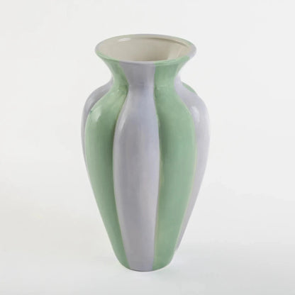 Vaso de Cerâmica Listrado Duo Azul e Verde - Clocasa | Além do Conforto