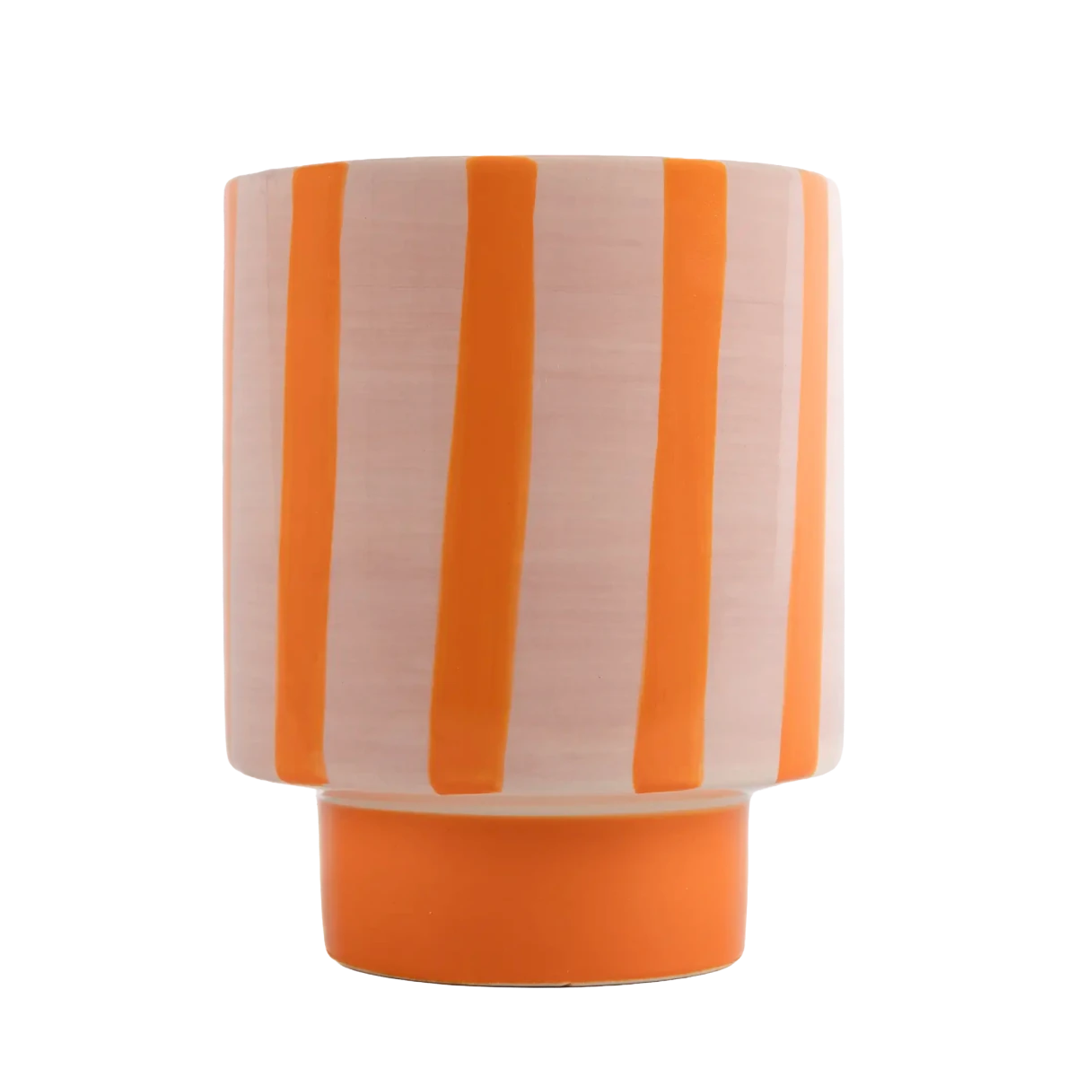 Vaso de Cerâmica Listrado Rosa - Clocasa | Além do Conforto