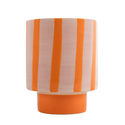 Vaso de Cerâmica Listrado Rosa - Clocasa | Além do Conforto