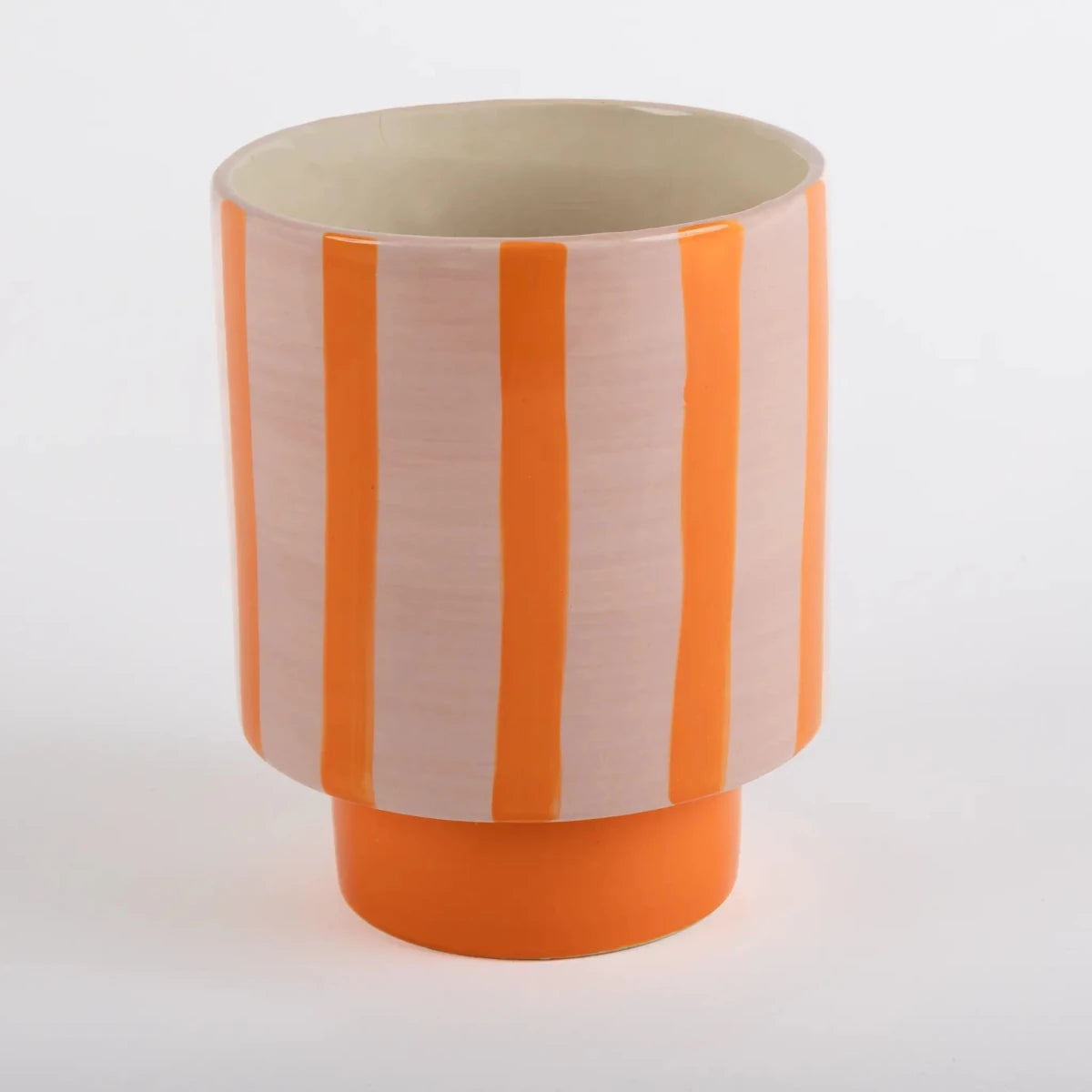Vaso de Cerâmica Listrado Rosa - Clocasa | Além do Conforto