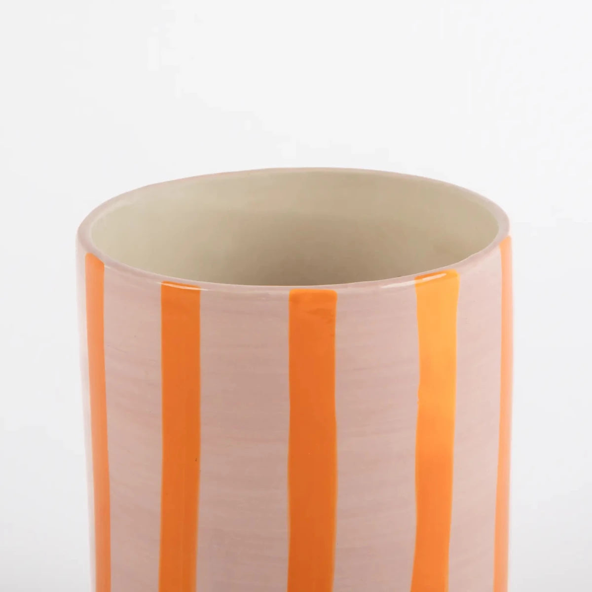 Vaso de Cerâmica Listrado Rosa - Clocasa | Além do Conforto