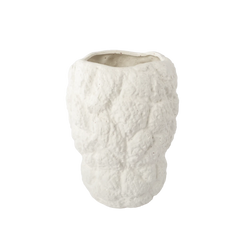 Vaso de cerâmica decorativo na cor branca confeccionado em cerâmica de alta qualidade com acabamento primoroso e superfície de acabamento fosco acetinado, ideal para valorizar plantas e flores secas enquanto decora o ambiente com personalidade única.