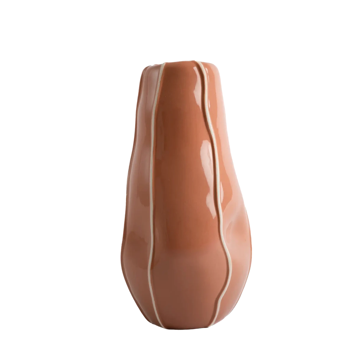 Vaso de Cerâmica Orgânico Listrado Tijolo - Clocasa | Além do Conforto