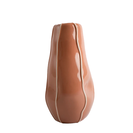 Vaso de Cerâmica Orgânico Listrado Tijolo - Clocasa | Além do Conforto