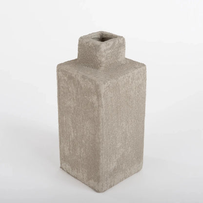 Vaso de Cerâmica Rústico Quadrado Areia - Clocasa | Além do Conforto