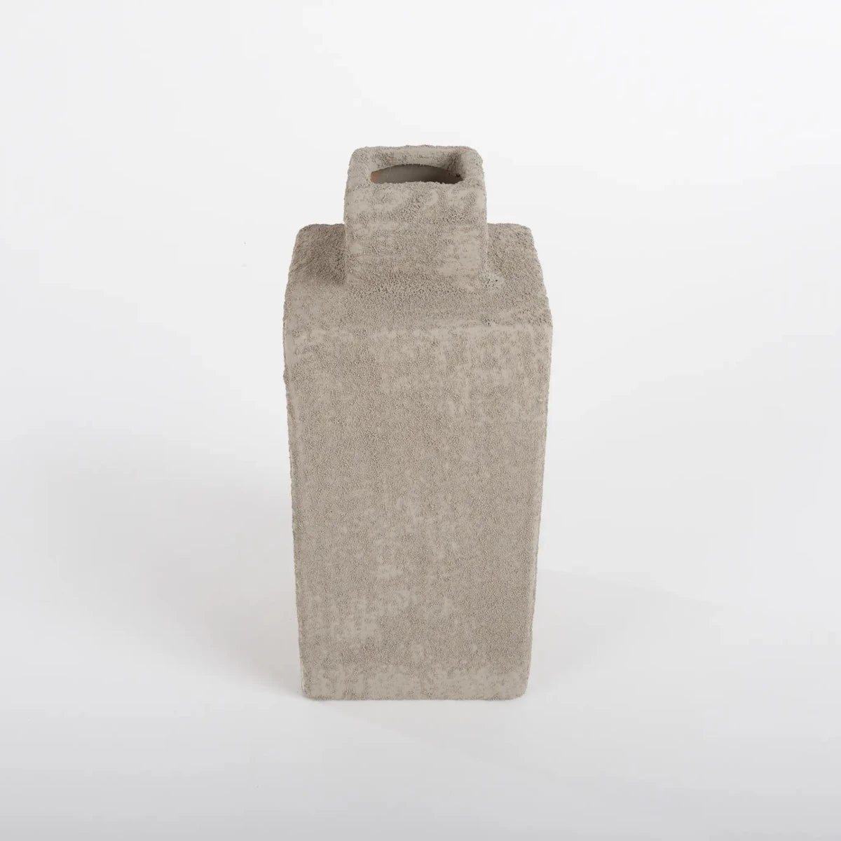 Vaso de Cerâmica Rústico Quadrado Areia - Clocasa | Além do Conforto