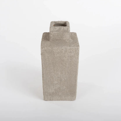Vaso de Cerâmica Rústico Quadrado Areia - Clocasa | Além do Conforto