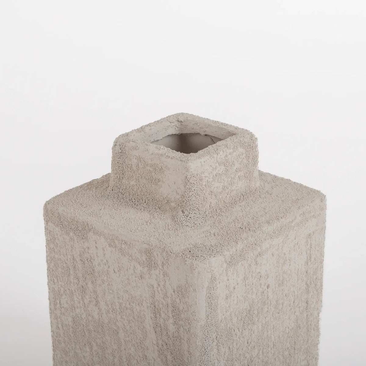 Vaso de Cerâmica Rústico Quadrado Off White - Clocasa | Além do Conforto