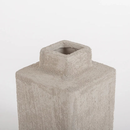 Vaso de Cerâmica Rústico Quadrado Off White - Clocasa | Além do Conforto