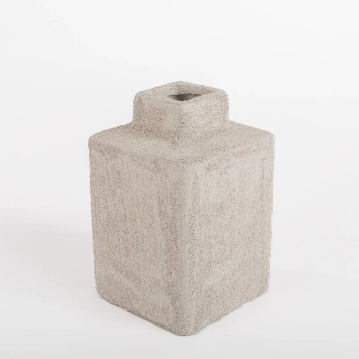Vaso de Cerâmica Rústico Quadrado Off White - Clocasa | Além do Conforto