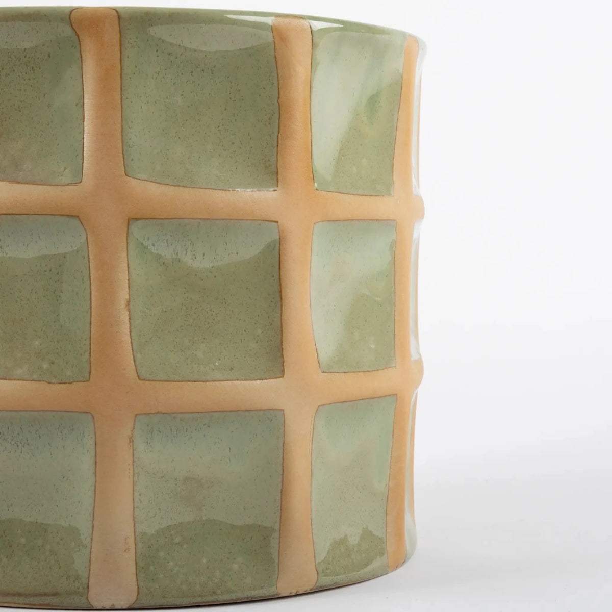 Vaso de Cerâmica Xadrez Verde - Clocasa | Além do Conforto