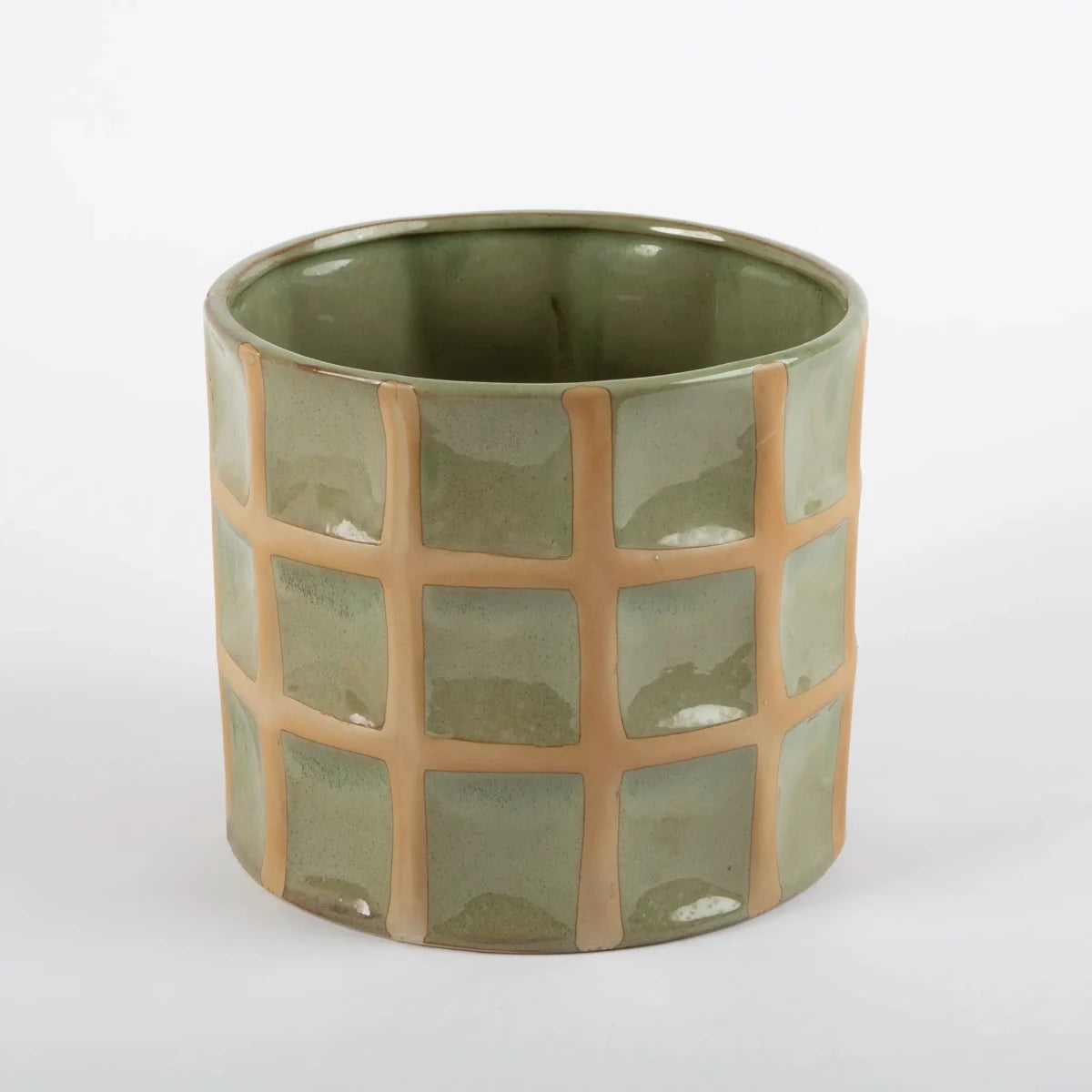 Vaso de Cerâmica Xadrez Verde - Clocasa | Além do Conforto