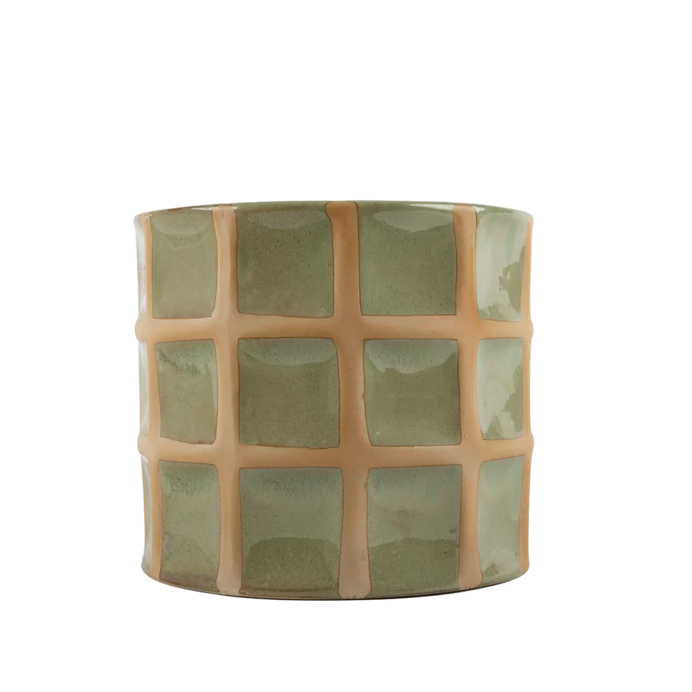 Vaso de Cerâmica Xadrez Verde - Clocasa | Além do Conforto