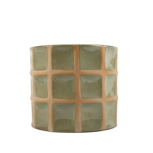 Vaso de Cerâmica Xadrez Verde - Clocasa | Além do Conforto